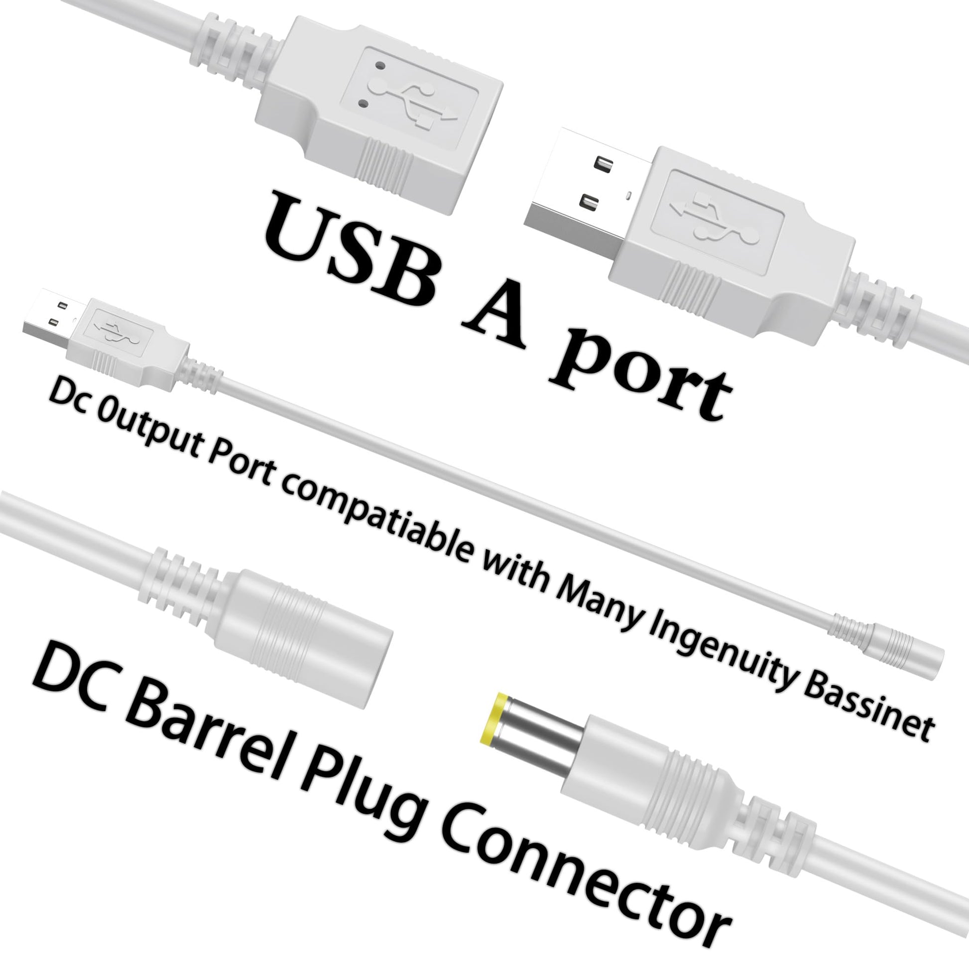 Cable de alimentación para bebé USB, cargador de columpio para bebé, compatible con Ingenuity Swing para InLighten, InLighten Calmante, Anyway Sway, ConvertMe, Swing n Go Deluxe, SimpleComfort
