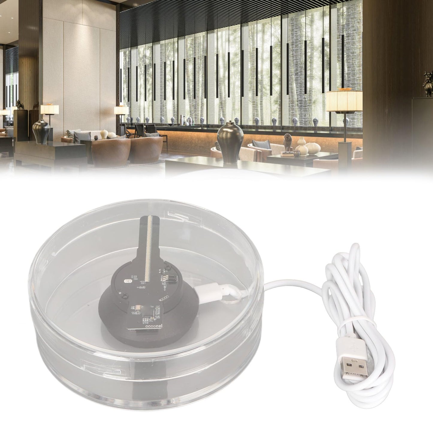 Proyector Holográfico 3D LED con Altavoz y Tarjeta de Memoria 4GB Ventilador Holográfico para Tiendas