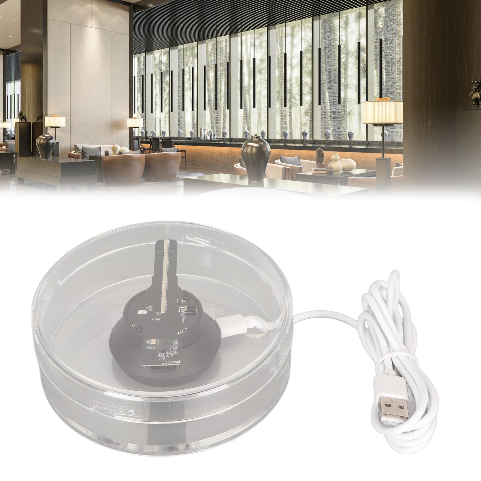 Proyector Holográfico 3D LED con Altavoz y Tarjeta de Memoria 4GB Ventilador Holográfico para Tiendas