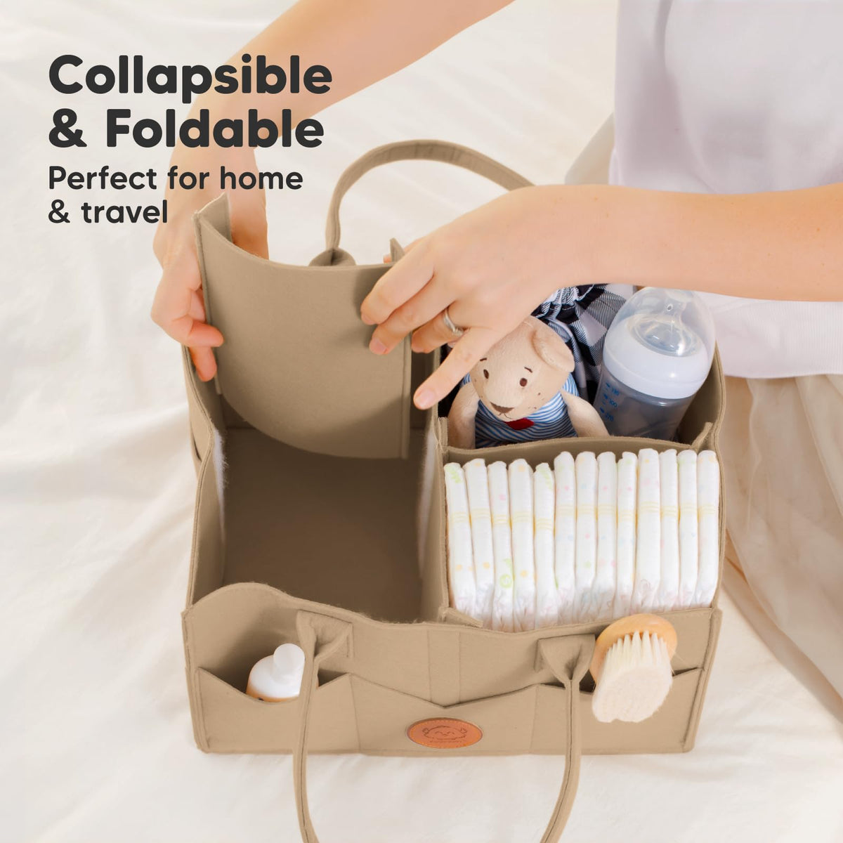 KeaBabies Organizador de pañales para bebé con asa, portátil (topo)