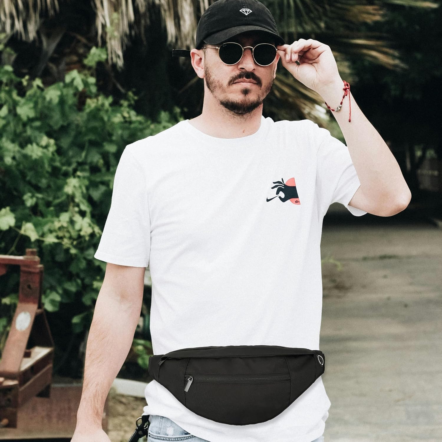 CXJYSD Riñonera de casual para hombres y mujeres,correa de hombro ajustable multifuncional,bolso cruzado con 4 bolsillos con cremallera, adecuado para hacer ejercicio,correr (negro-04)
