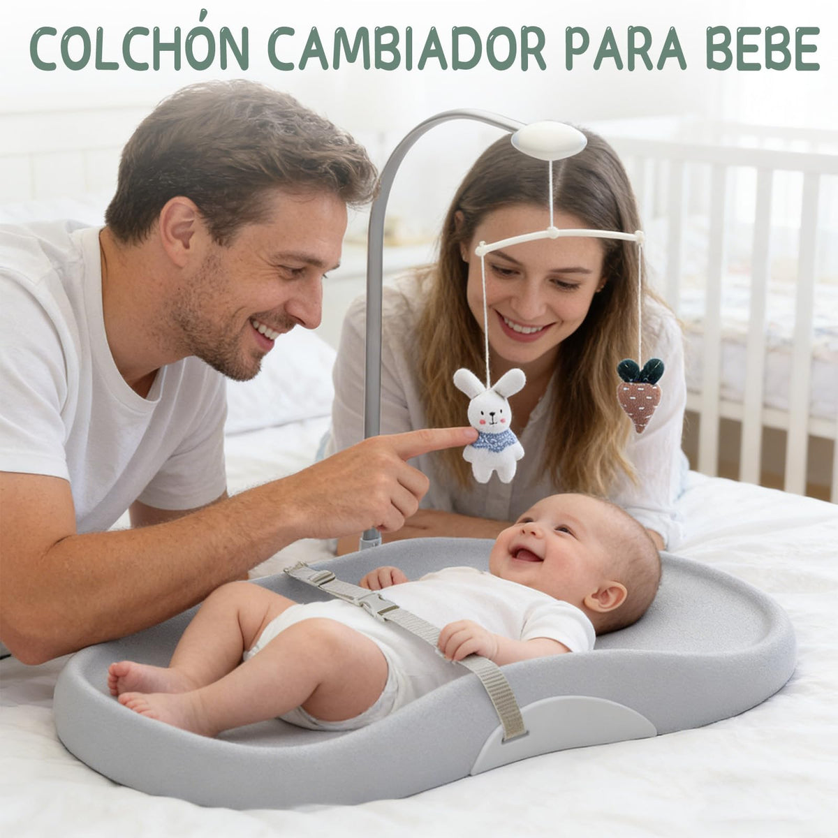 Cambiador para Bebe Lavable E Impermeable 74x44.5cm,Con Correas de Seguridad Suave,Antideslizantes Y Ajustables,Cambiador de Pañales para Bebe para Cambiar Pañales,Ropa,Aplicar Crema Hidratante (Gris)