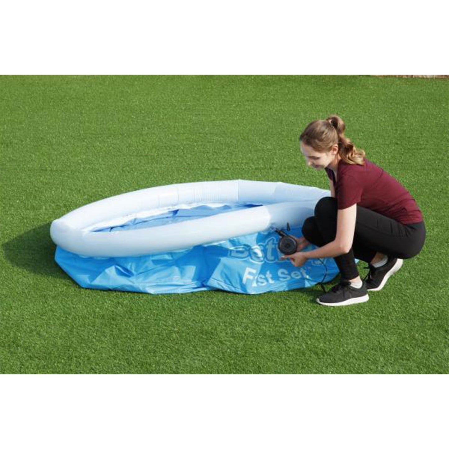 Bestway - Piscina Inflable Redonda de 6 Pies x 20 Pulgadas, TriTech, 5 Pulgadas de Alto, Azul, para Uso Exterior
