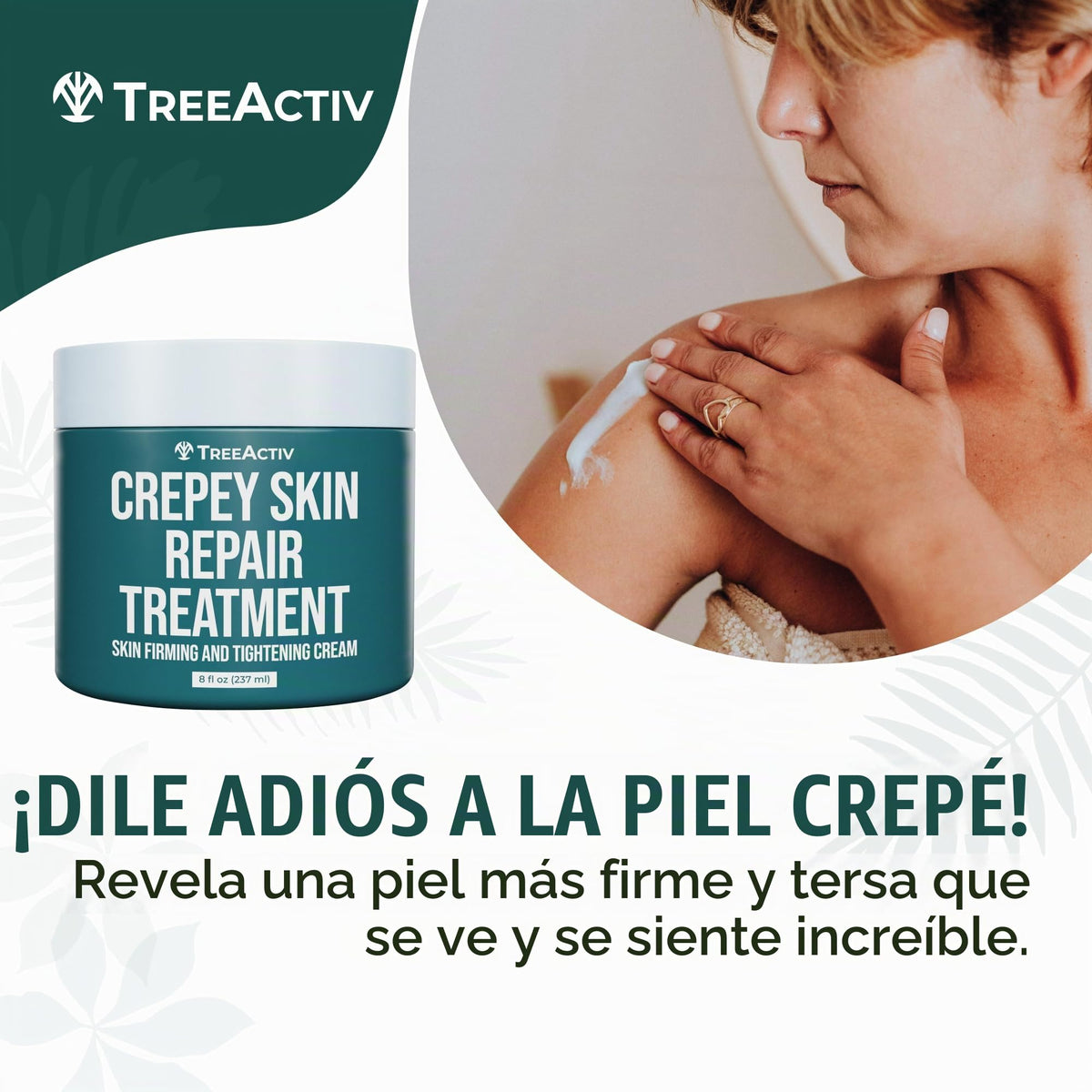 TreeActiv Crepey Skin Repair Treatment | Anti-Aging | Anti-Wrinkle | Organic Ingredients for Face, Neck, Chest, Legs & Arms | Hyaluronic Acid, Alpha Hydroxy Fruit Acids, Honey, Shea, Castor