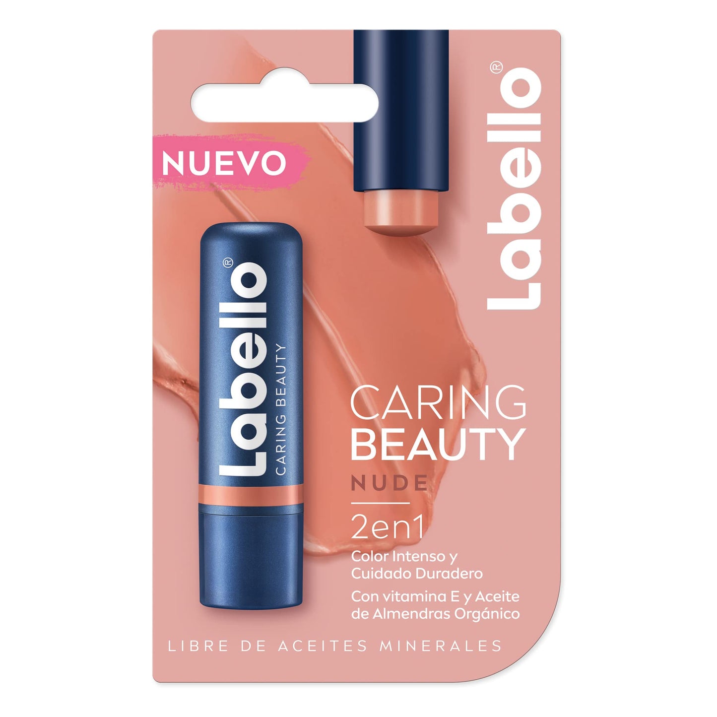 Labello Bálsamo Labial Caring Beauty Nude (4.8 g), Color Intenso y Cuidado Duradero con Vitamina E y Aceite de Almendras Orgánico + Bálsamo Labial Humectante Fps 15 Med Repair, color Med, 4.8 gram