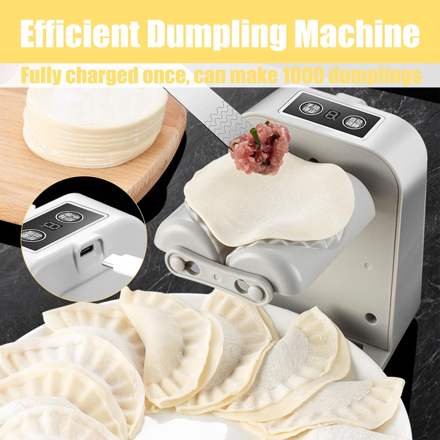 Máquina automática para hacer bolas de masa hervida, máquina de bolas de masa hervida eléctrica doméstica, máquina de bolas de masa china con cuchara y cepillo para polvo para el hogar y la cocina