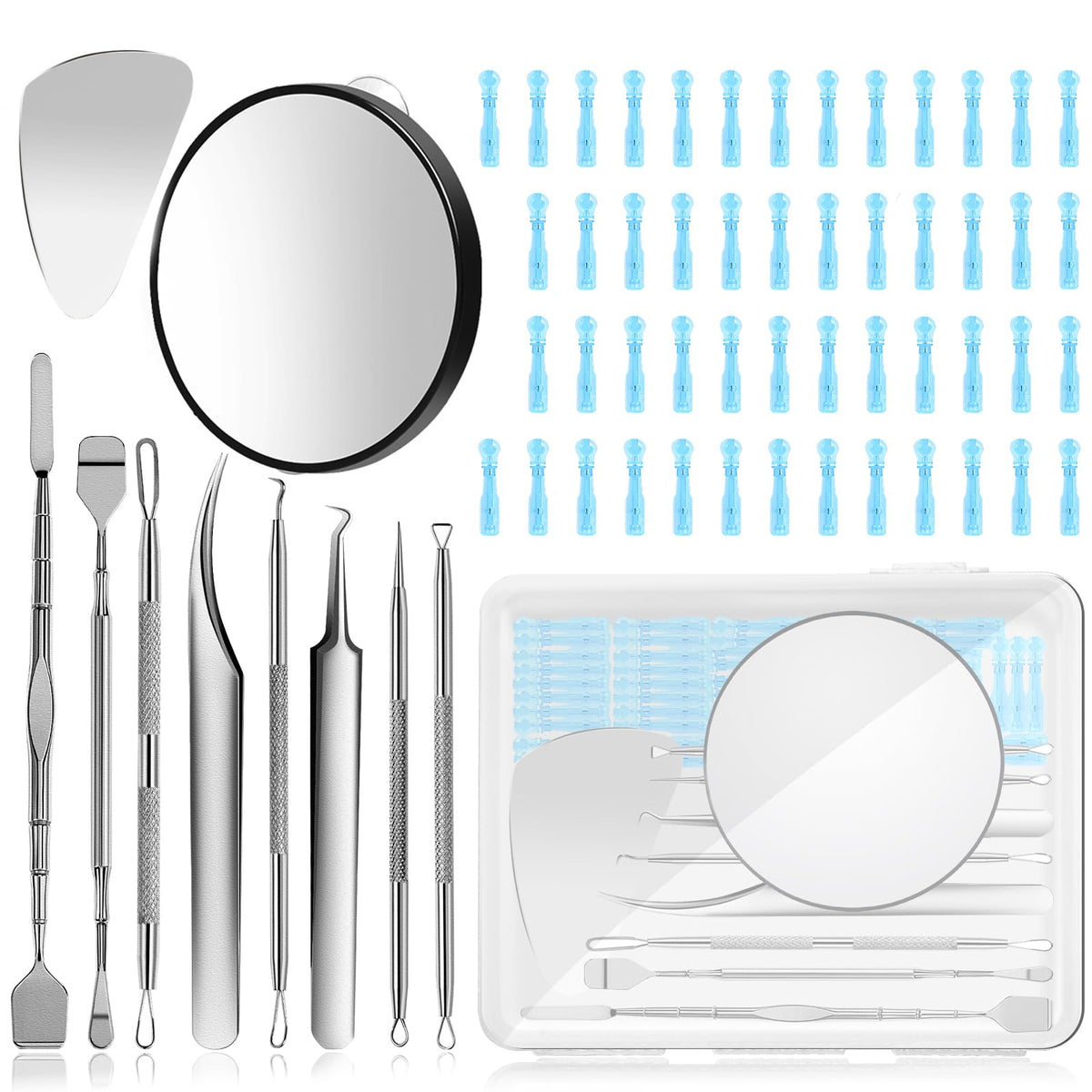 Aspiradora para eliminar puntos negros, limpiador facial de poros con 3 niveles de succión y 6 cabezales funcionales cambiables, extractor de acné recargable por USB para mujeres y hombres (Set-02)