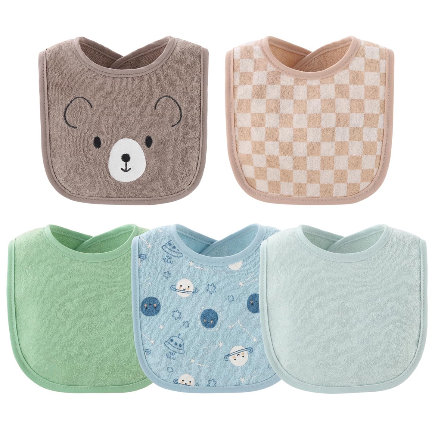 The Peanutshell - Baberos para bebé para niños o niñas, paño de rizo, alimentación, babeo, dentición esenciales para recién nacidos, bebés, bebés pequeños, género neutro, paquete de 10, gris, azul,