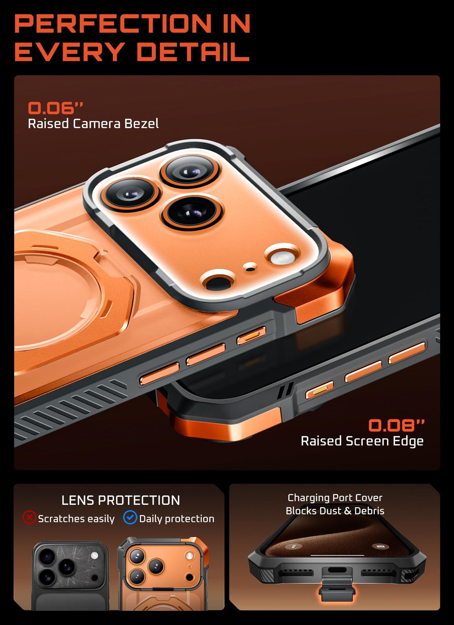 SUPCASE Funda Magnética para iPhone 17 Pro 6.3 Inch 2025 Case Compatible con Magsafe [UBGrip] Resistente Carcasa Protectora con Soporte para iPhone 17 Pro - Naranja