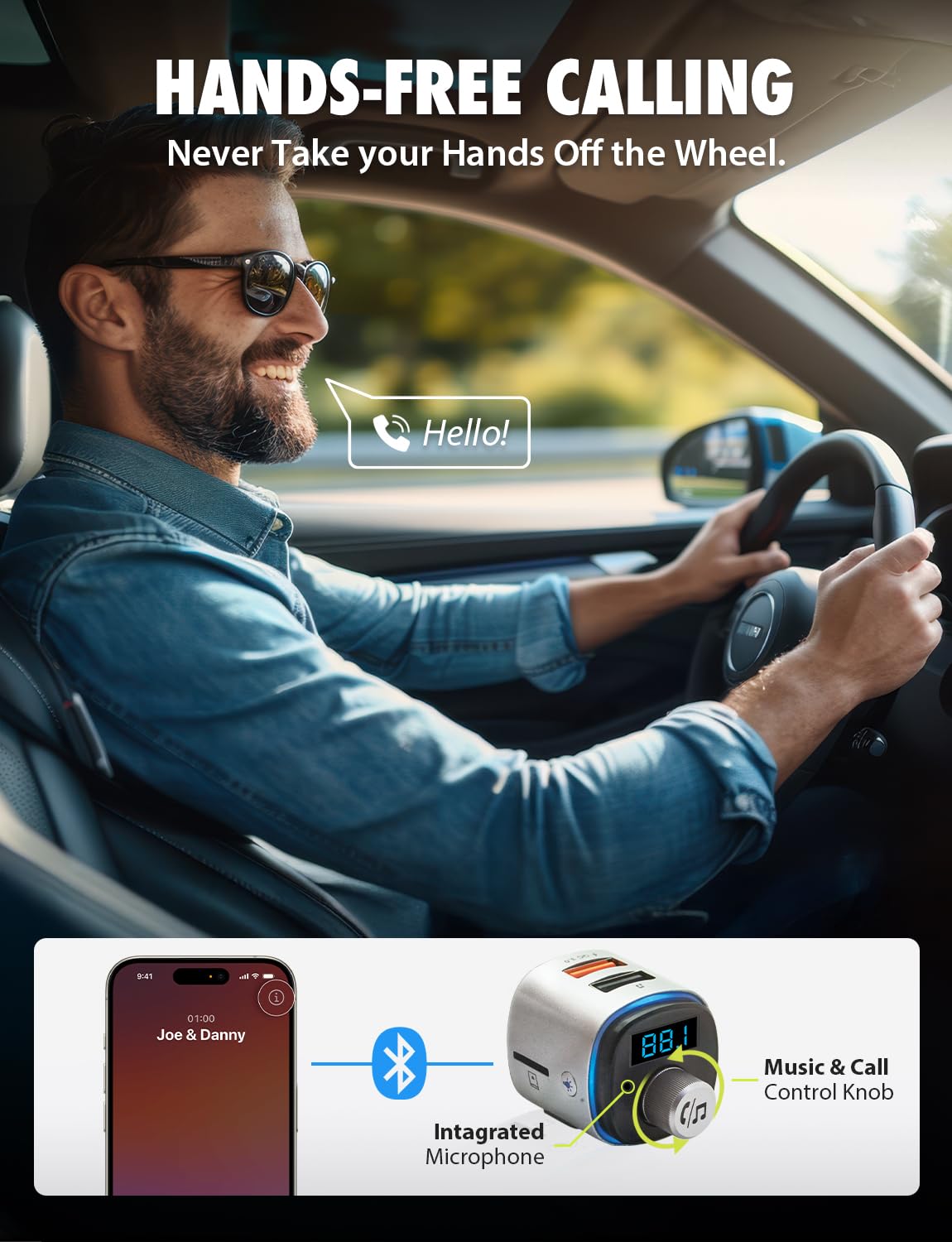 Transmisor FM Bluetooth Bracketron Roadtripper Voz para Coche