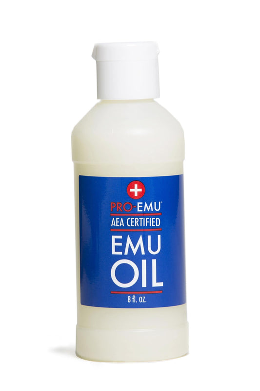 PRO EMU OIL (8 oz) Pure All Natural Emu Oil - AEA Certified - Made In USA - Best All Natural Oil for Face, Skin, Hair and Nails. Excellent for Dry Skin, Burns, Sunburns, Scars, Muscles and Joints by Pro Emu