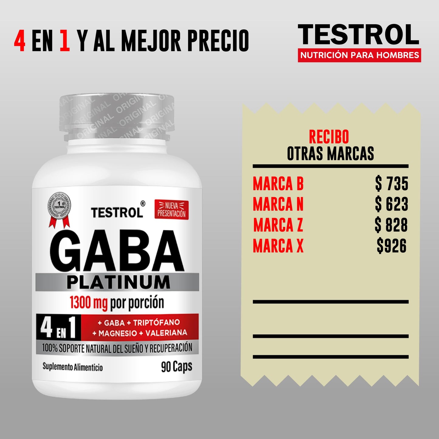 Cápsulas Testrol Gaba Platinum 4 en 1 para un Óptimo Descanso