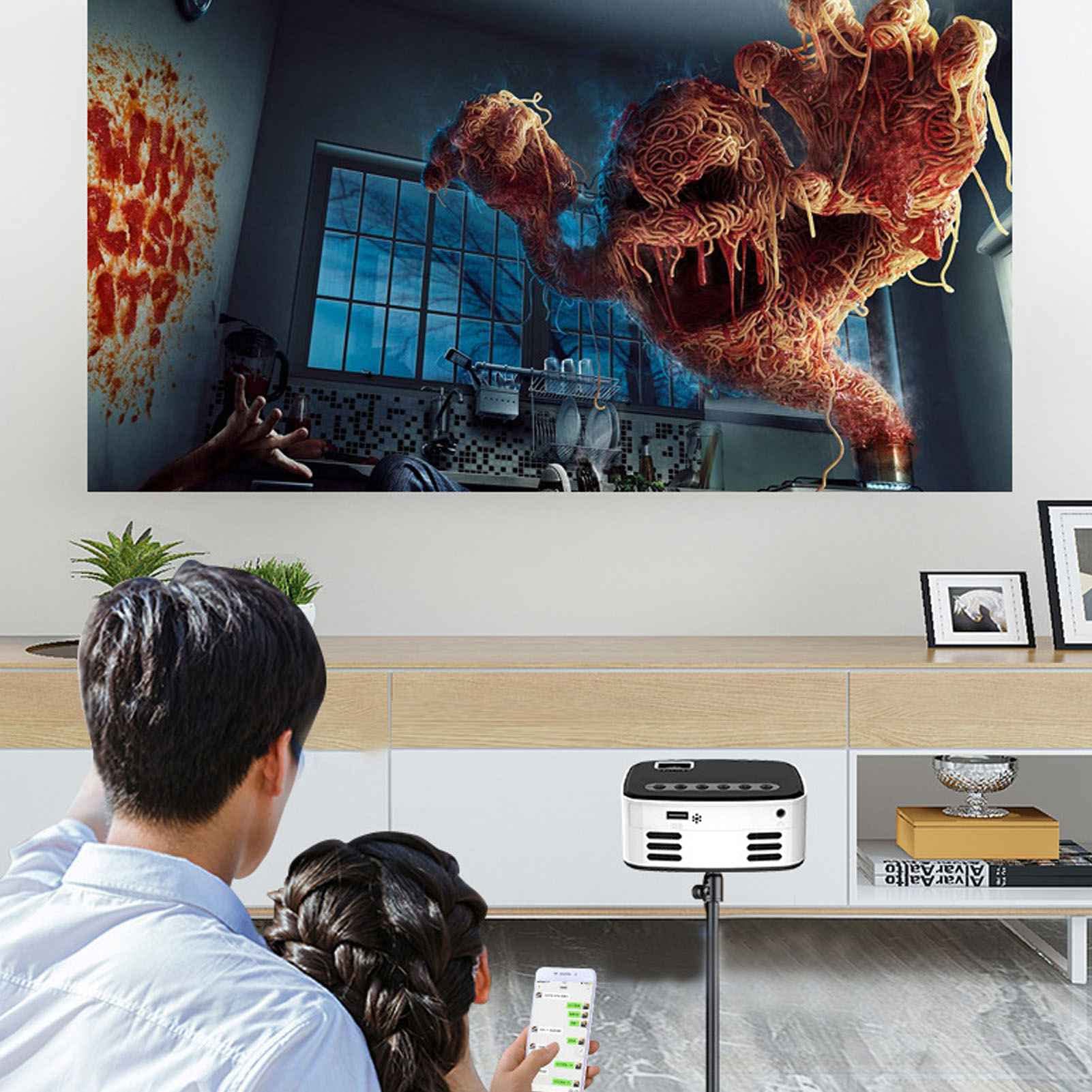 Mini, HD 1080P WiFi de películas portátil Inteligente con Adaptador, Control Remoto, Manual del Usuario Soporte Teléfono Computadora USB AV Audio(#2)