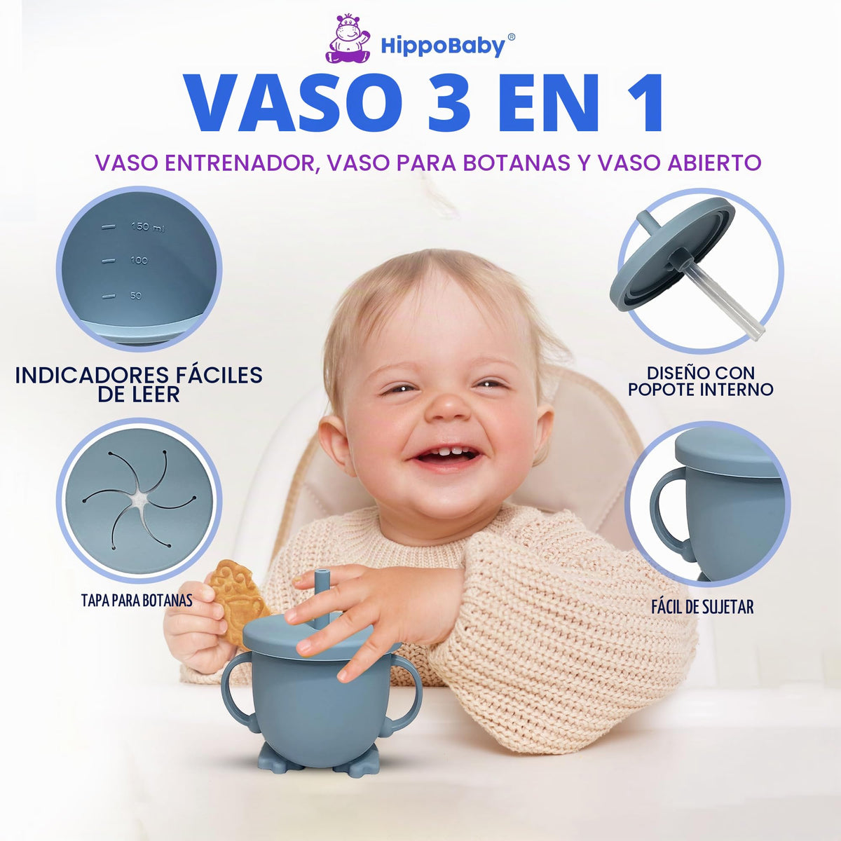 VERSAINSECT Led Weaning Supplies | 10 Piece Silicone Feeding Set | Baby Toddler Bib Cup Divided Plate and Bowl Self Feeding Spoons Dish Set | Baby Utensils | Toddler Feeding Supplies (Blue)