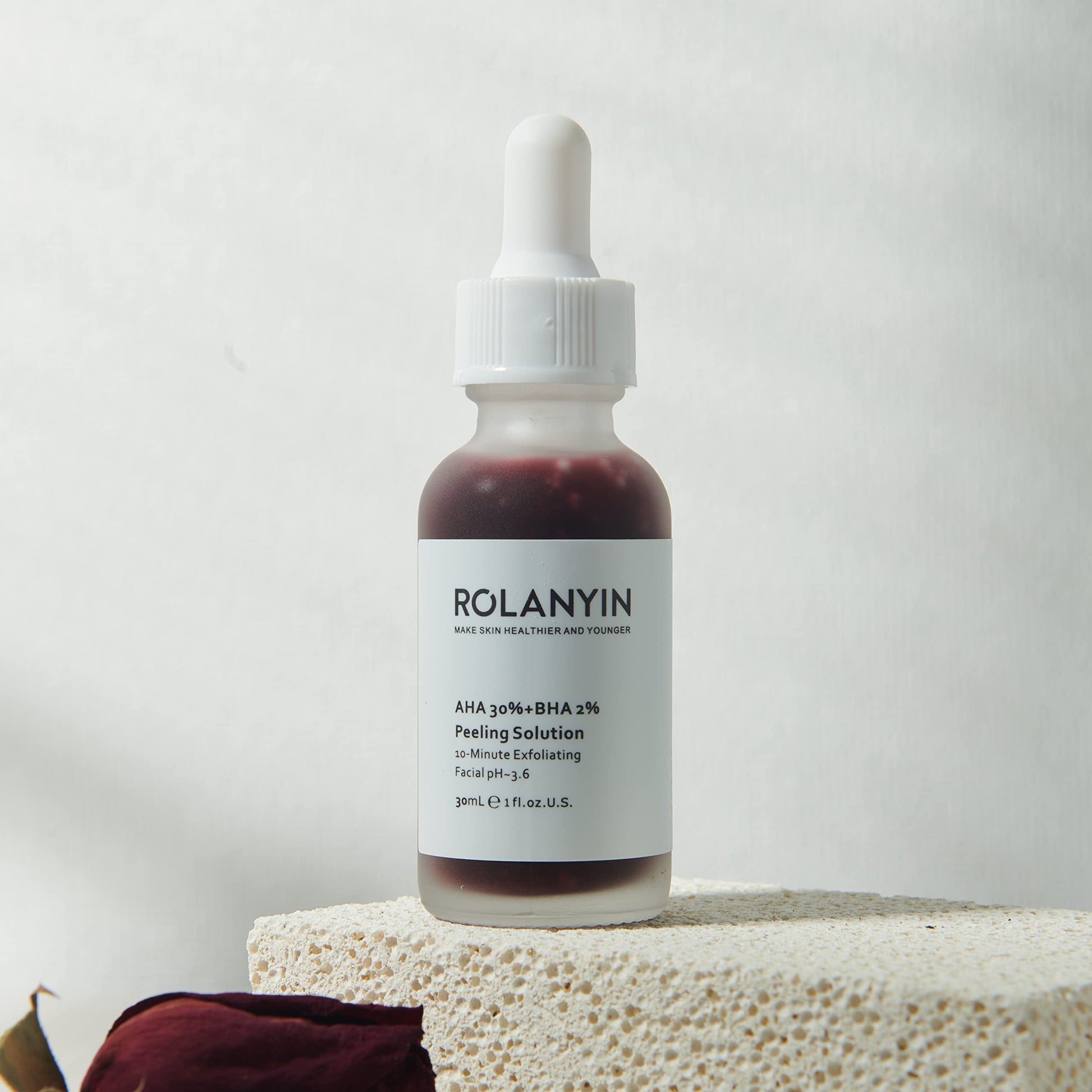 Rolanyin Peeling Solution AHA 30% + BHA 2% Sérum facial exfoliante 30 ml Combate las imperfecciones Reduce la congestión de los poros y las líneas finas