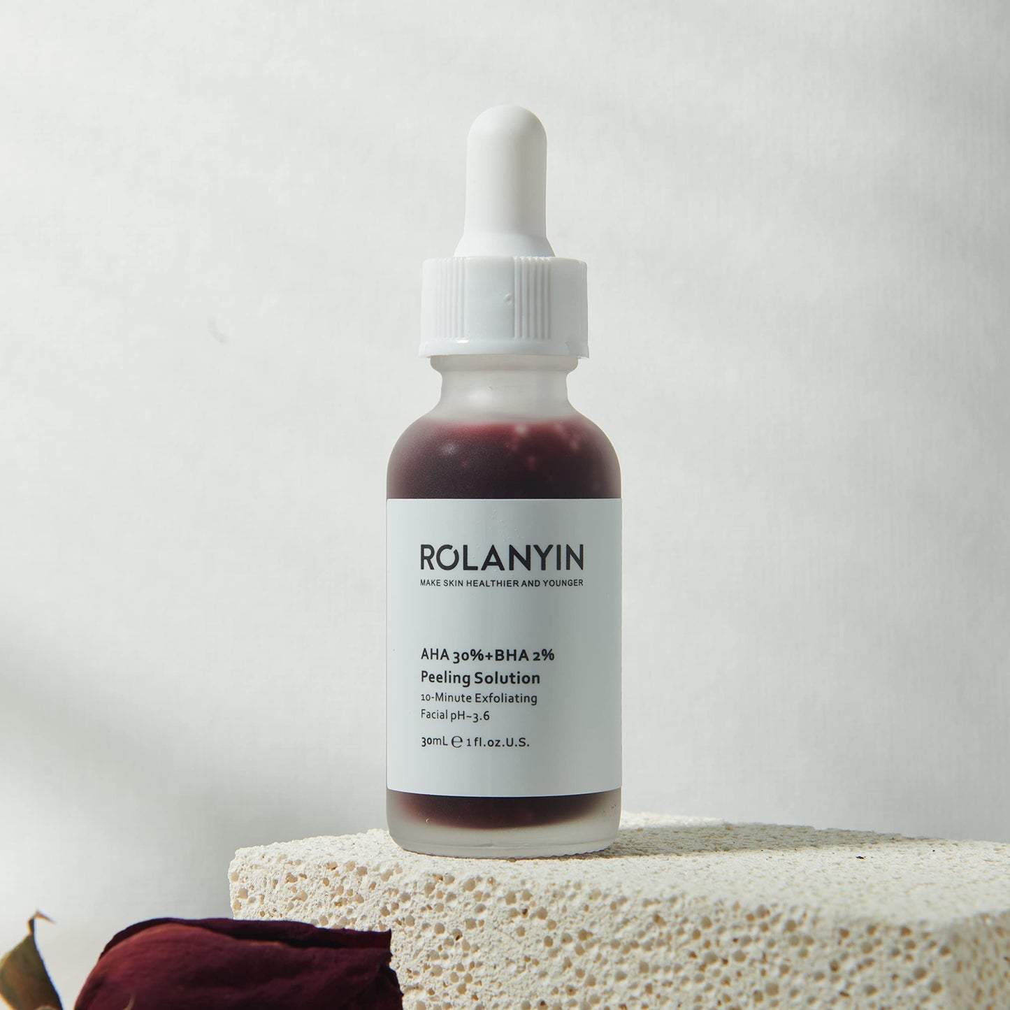 Rolanyin Peeling Solution AHA 30% + BHA 2% Sérum facial exfoliante 30 ml Combate las imperfecciones Reduce la congestión de los poros y las líneas finas