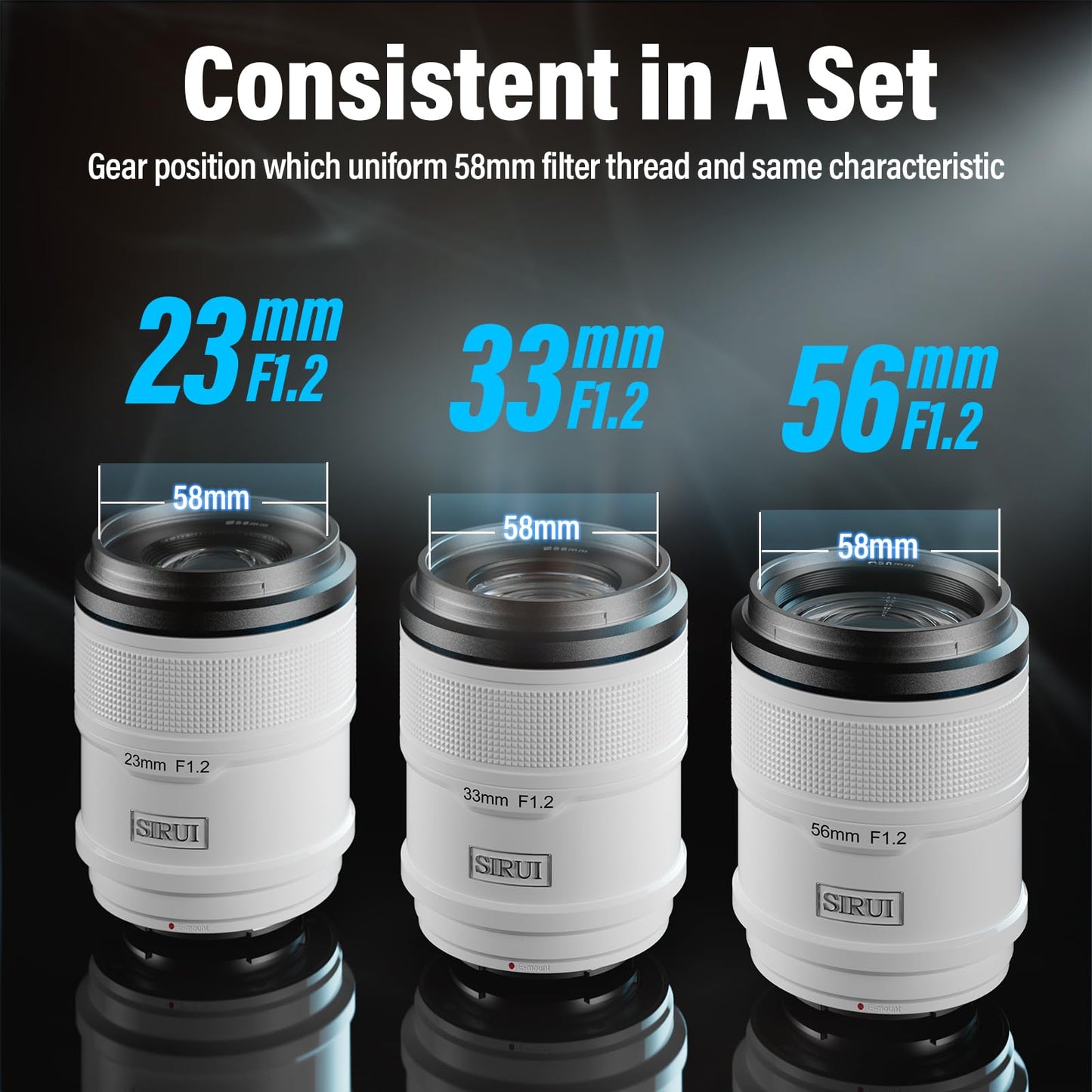 Sirui Sniper 56mm Autofocus Lens, F1.2 Wide Angle APS-C Camera Lens for A5 A6 A7 FX A9 ZV-E Series (E Mount, White)