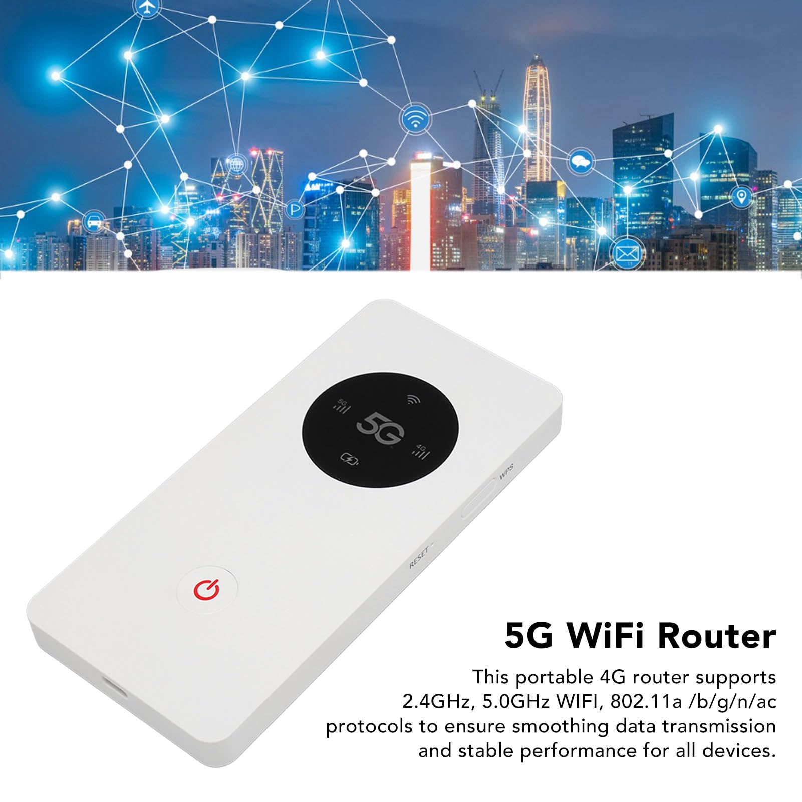 Bewinner Real 5G WiFi Mobile Hotspot con Cable USB, Enrutador WiFi 5G Nano con Ranura SIM 2,77 Gbps DL 1,25 Gbps UL 16 Dispositivos de Capacidad
