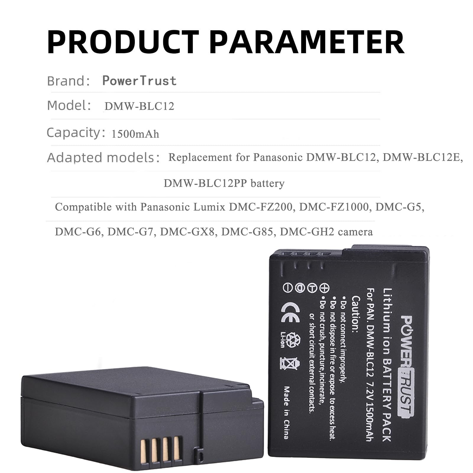 Batería con Cargador Dual USB PowerTrust para Cámara Digital Panasonic Lumix