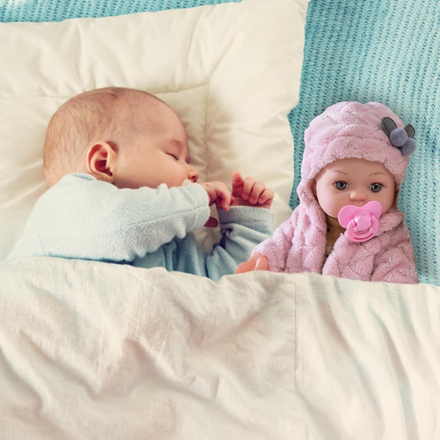 Muñeca Reborn Doll de Silicona Abrigo de Felpa para Baño