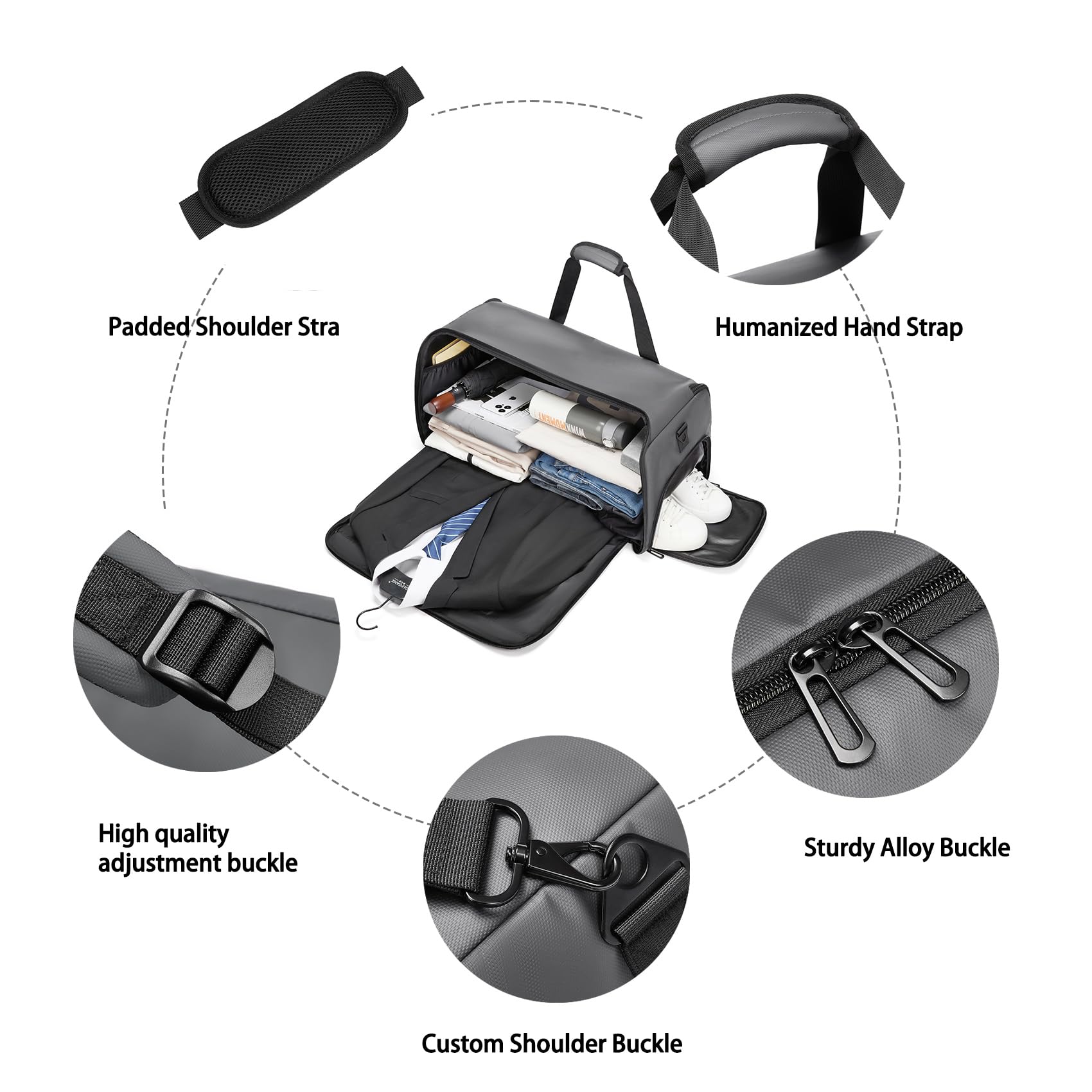 Bolsas de ropa para viajes, bolsas de traje para hombres, viajes, bolsa de ropa con compartimento para zapatos, bolsa de ropa convertible 2 en 1 impermeable con correa para el hombro,Moda y negocios