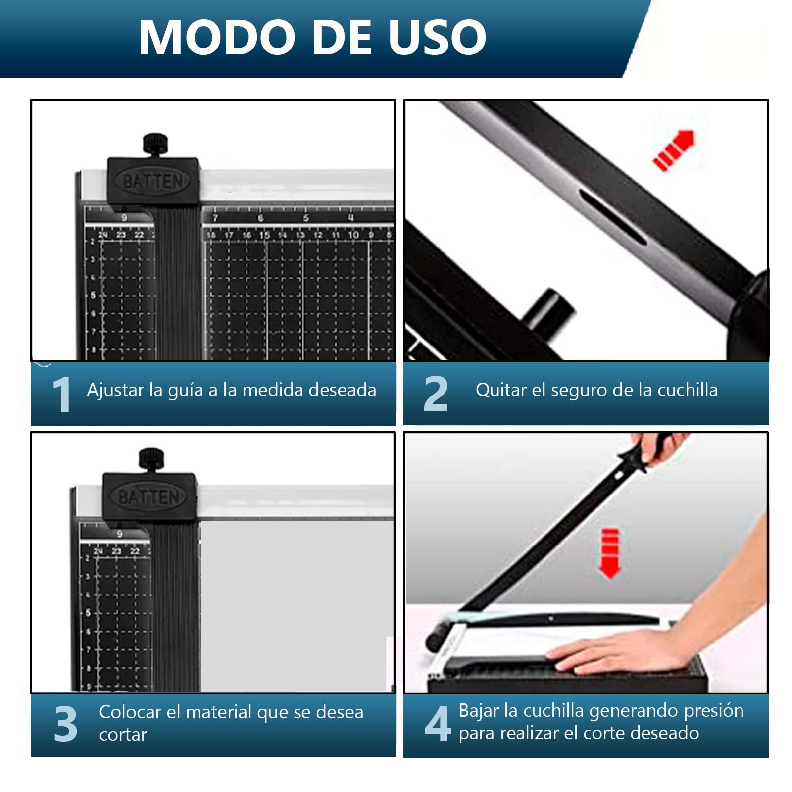 Guillotina Metal Cortador Afilado Papel Foto Tarjeta Cizalla A4 Diferentes Tamaño de Hoja para Hogar Oficina Casa Trabajo | Negro