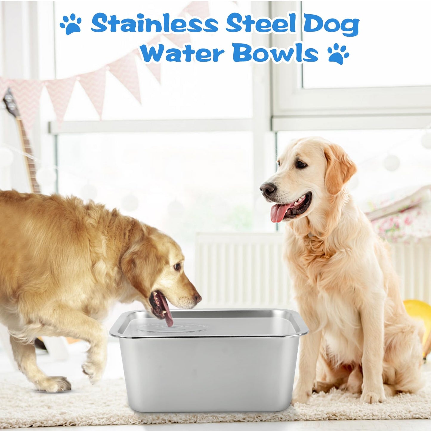 Cuencos de Agua de Acero Inoxidable YUEPET de Gran Capacidad extra Grandes para Perros