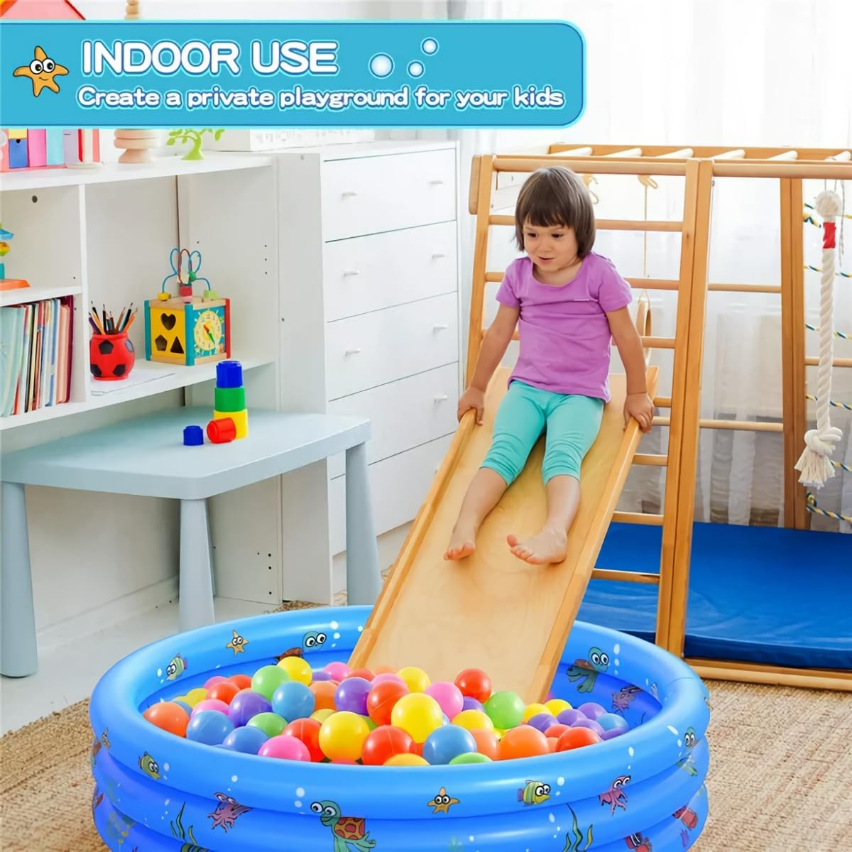 ANNTHOR Alberca Inflable para Niños, Mini Alberca Inflable para Niños, Albercas Inflables para Niños 3 Niveles, Piscina Hinchable Familiar En El Patio Trasero, 130x40cm