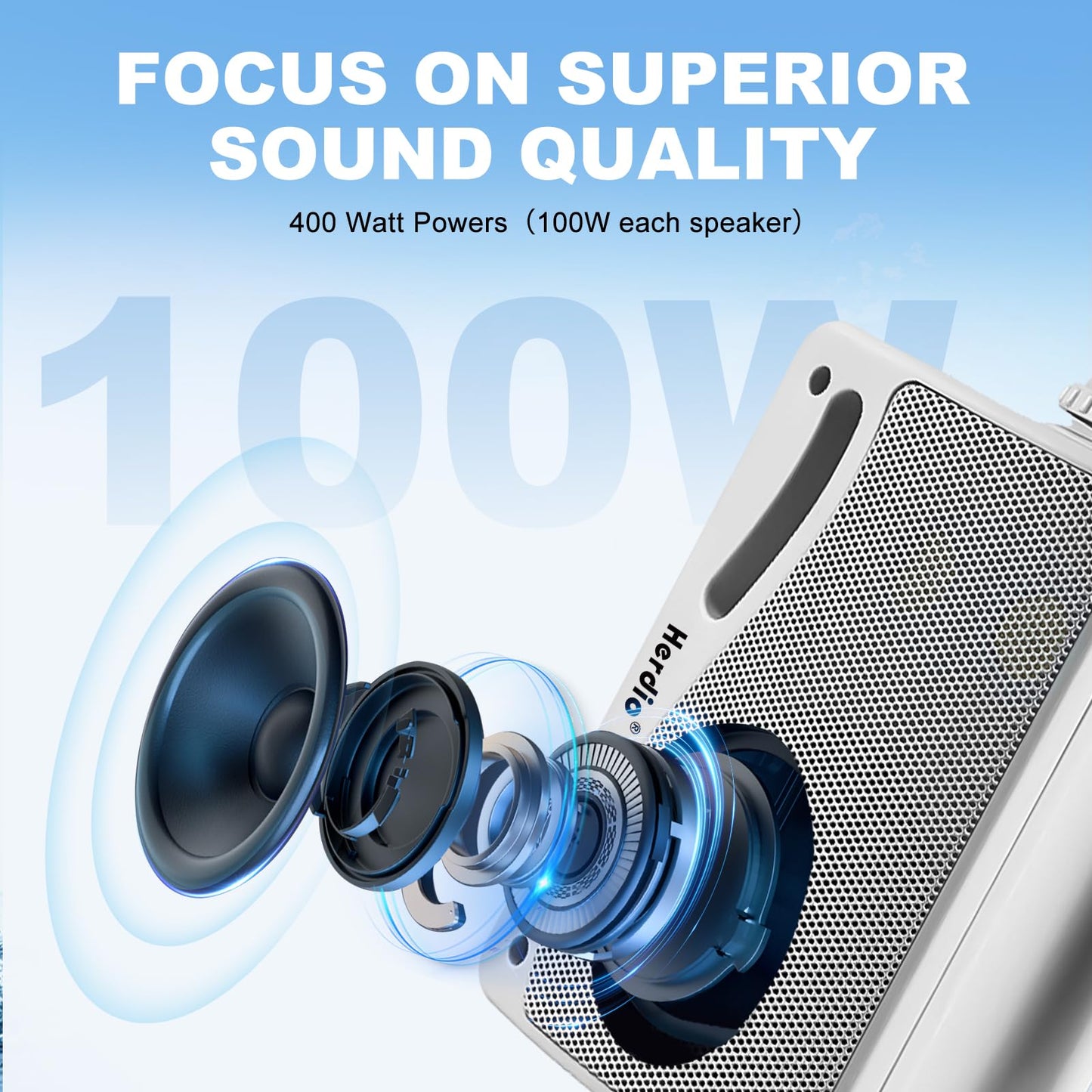 Herdio - Altavoces pasivos para exteriores de 3.5 pulgadas con cable, impermeables, para montaje en pared con sonido superior de 400 W, durabilidad para todo tipo de clima, para el hogar, patio
