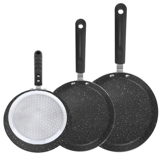 Lumewave Juego de Sartenes para Huevos, 6", 8" y 10", Set de 3 Sartenes Antiadherentes para Crepas, Tortillas, Omelets, Pancakes, Compatible con Estufas de Gas e Inducción