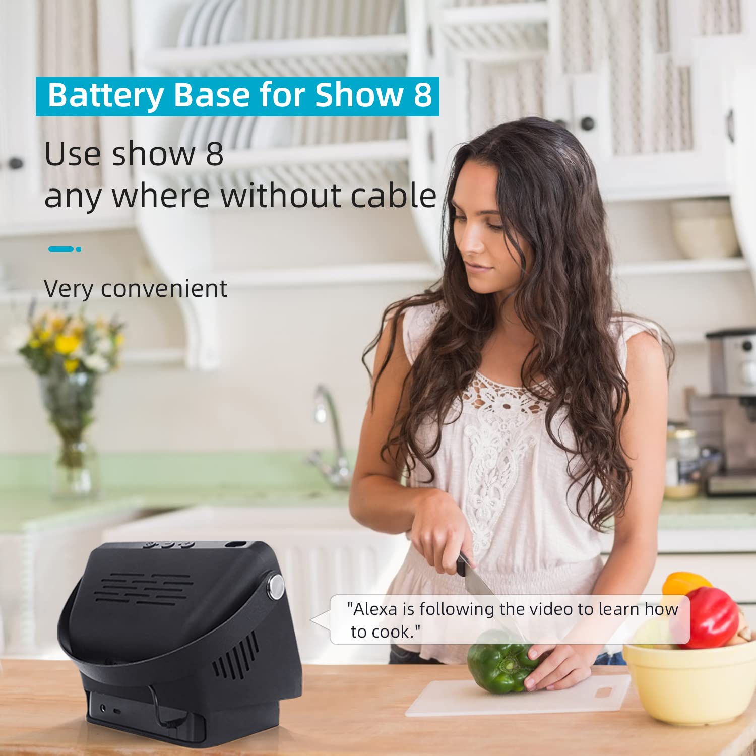 Base de batería para Show8 de 1ª y 2ª generación, portátil Show8 2ª cargador, soporte de batería para altavoz Smarts 15600 mAh, 9.5 horas de tiempo de trabajo con asa, negro..