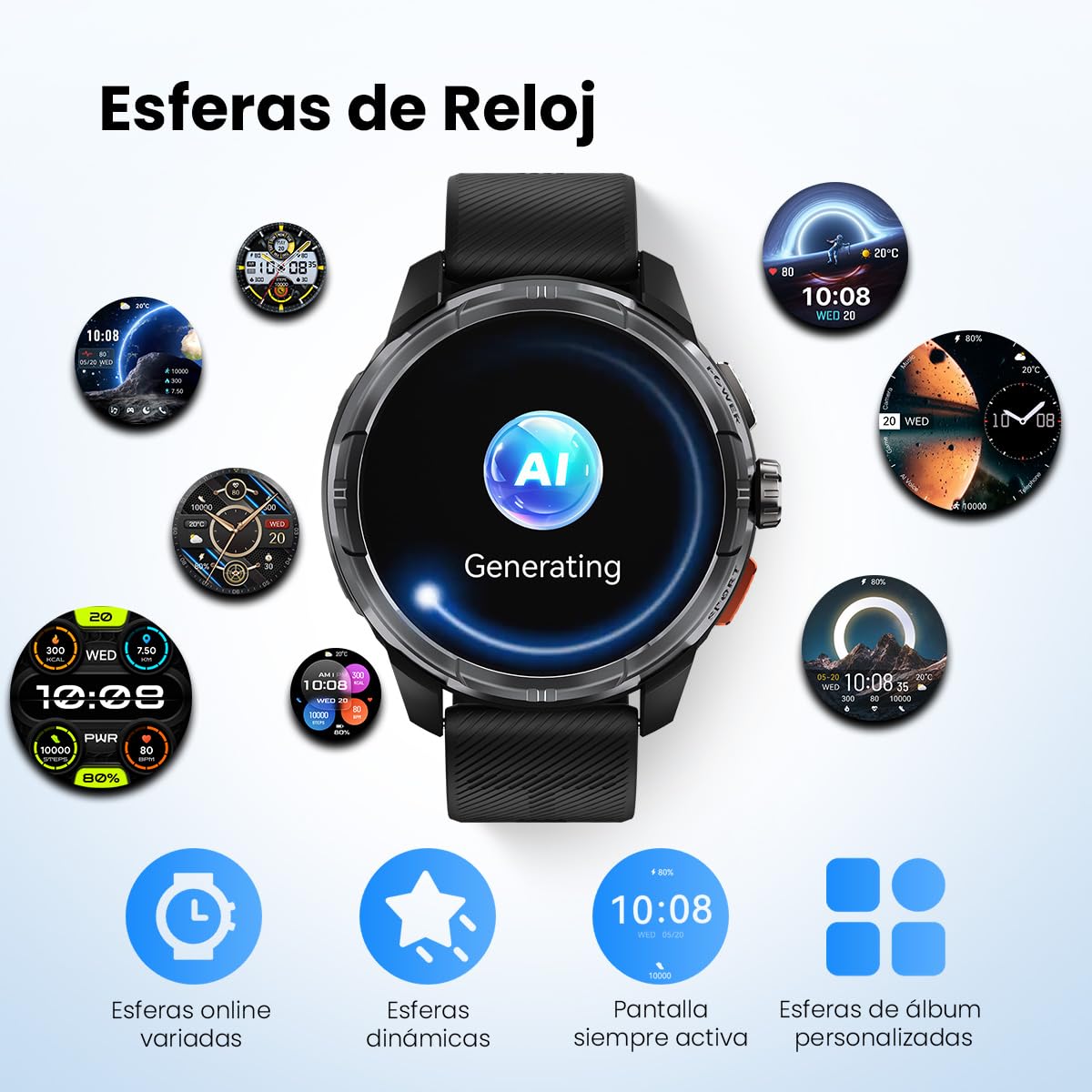 Smartwatch AMOLED HAYLOU Solar Ultra GPS Negro 170+ Deportes para Hombre y Mujer
