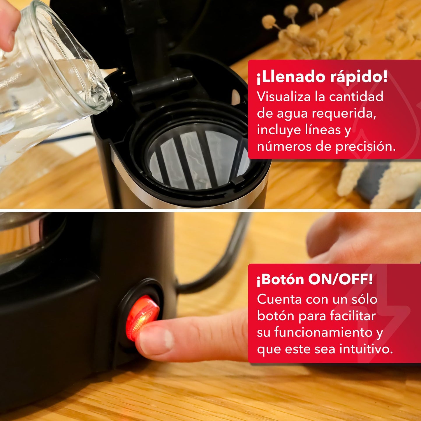 Cafetera Eléctrica RCA Cristal Filtro Extraíble 650W