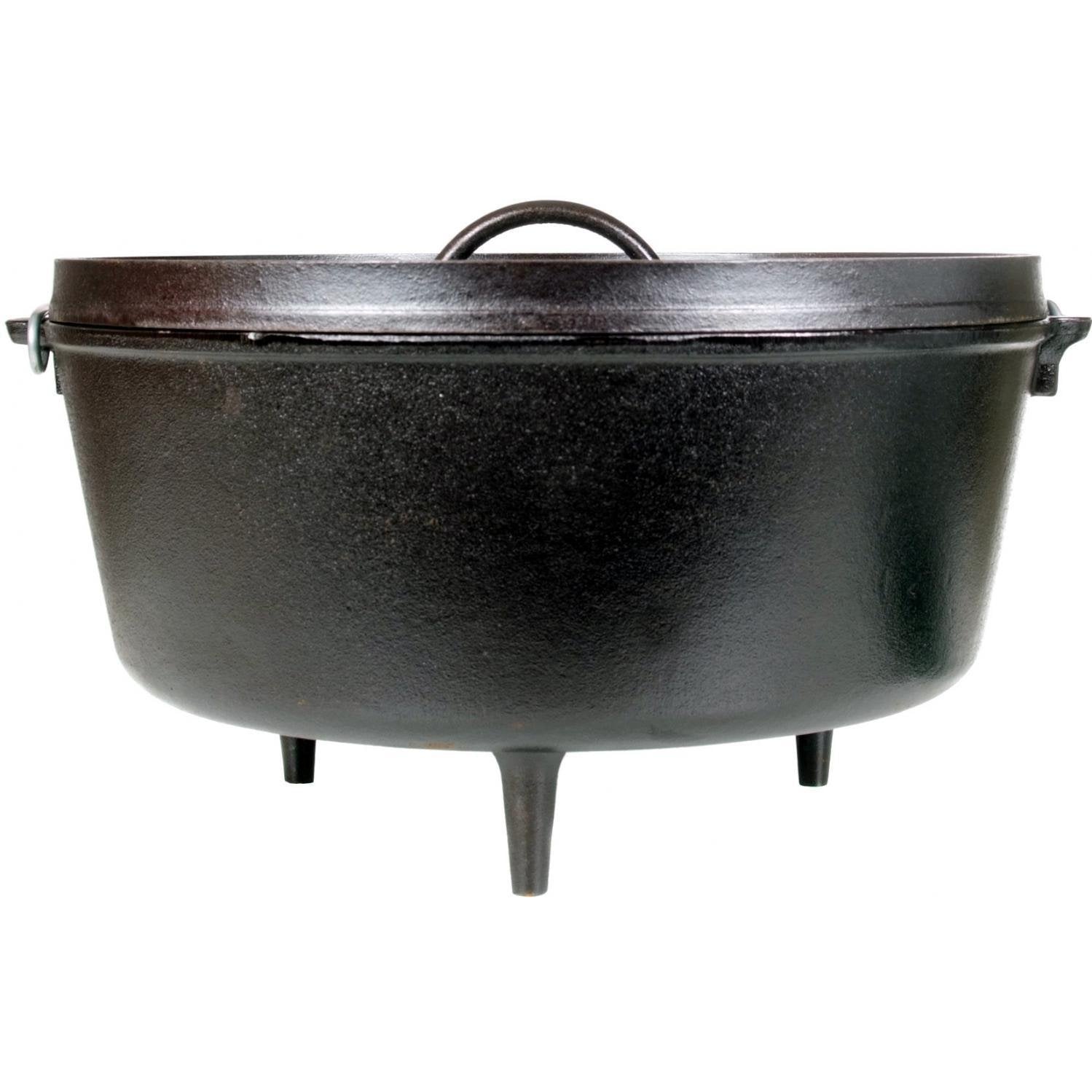 Lodge - Horno holandés de hierro fundido presazonado de 10 cuartos con tapa, doble asa, uso en el horno, en la estufa, en la parrilla o sobre la fogata, color negro