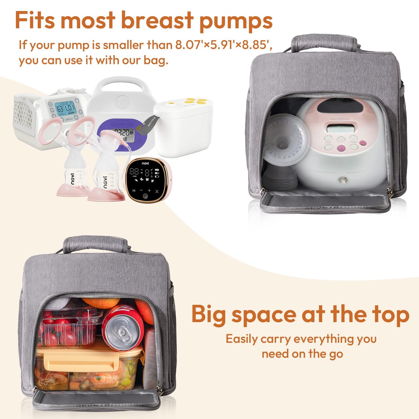 NCVI - Bolsa para extractor de leche materna extraíble de doble capa para Spectra S1, S2, Medela, mochila para extraer leche materna con paquete de hielo, bolsa aislada para madres lactantes que