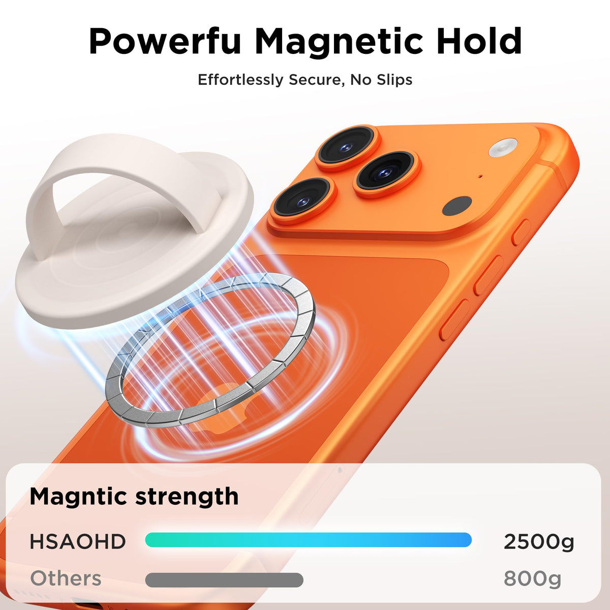 Anillo Magnético HSAOHD Negro para Teléfono con Silicona Líquida Compatible con MagSafe para iPhone 17/16/15/14/13/12 Pro