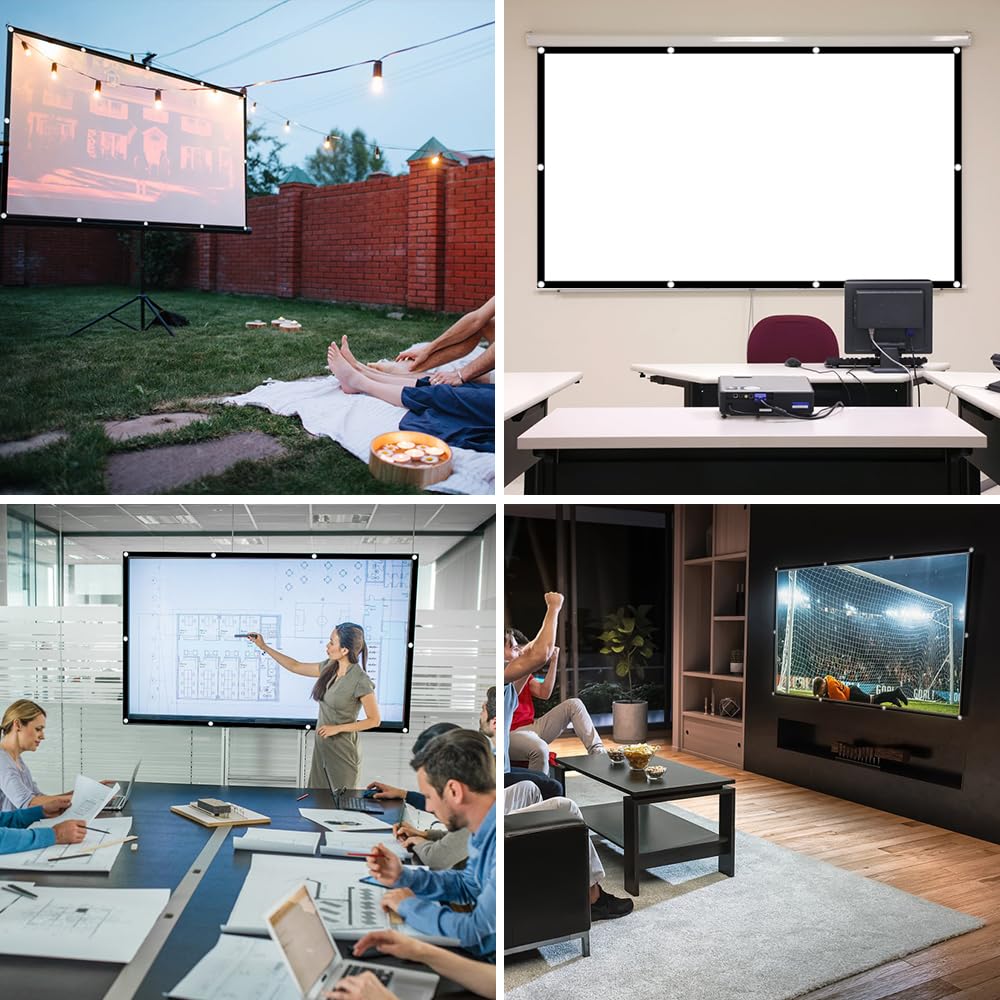 Visualización de Proyección de 100 Pulgadas,16:9 HD Pantalla de Proyector Portátil,Visualización de Proyector de Doble Cara,Pantalla de Cine Plegable para Camping,Cine en Casa,Oficina (100Pulgadas)