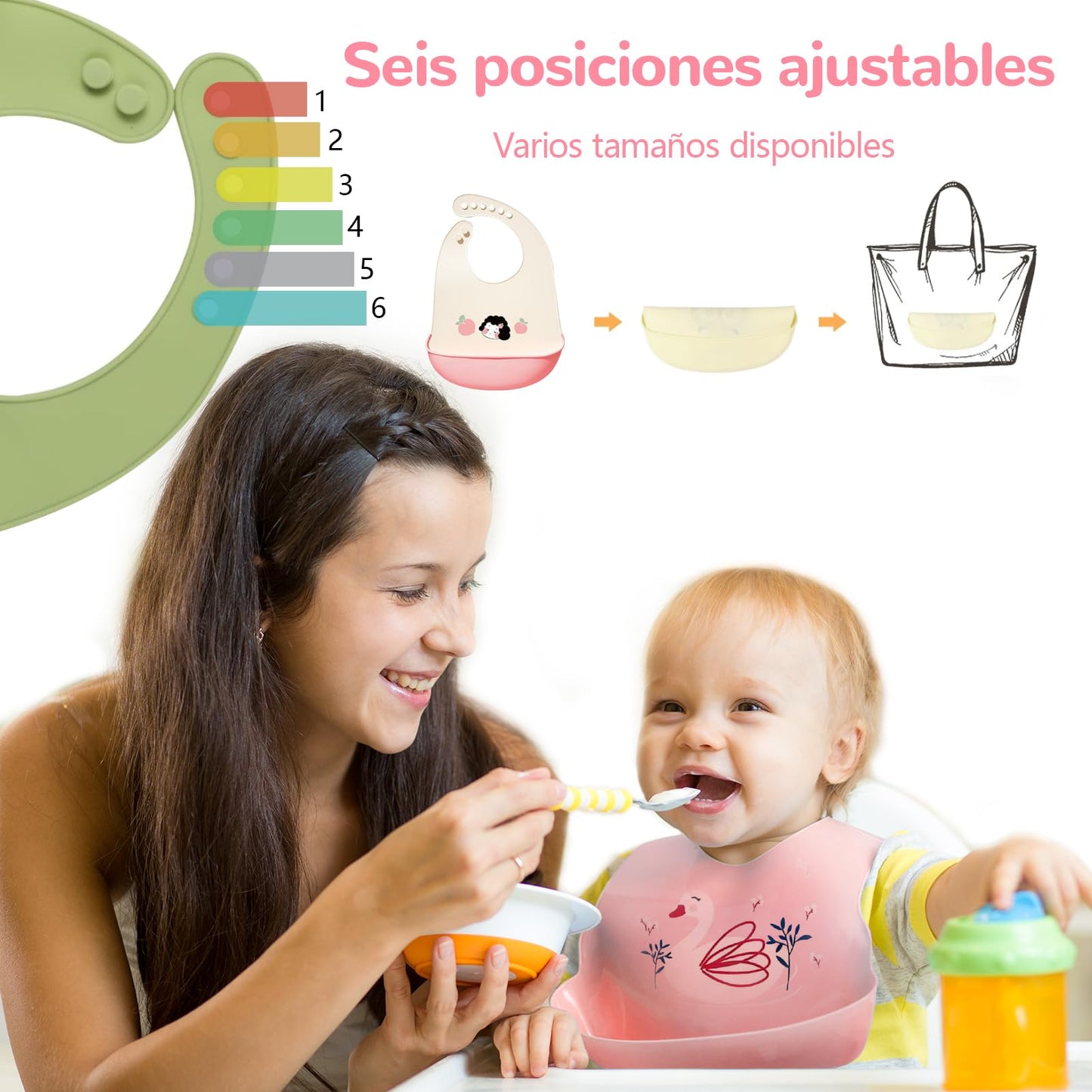3pcs Baberos de Bebé para Niños,baberos de silicona, con Diferentes Dibujos Animados Estampados,Apto para bebés