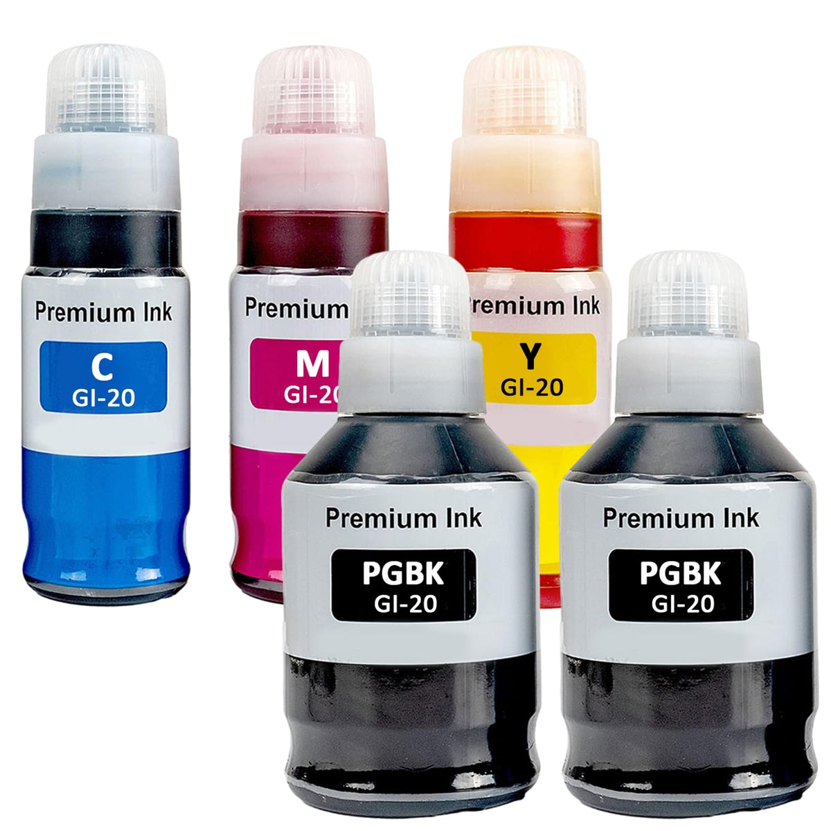 Botellas de Tinta de Repuesto LAIPENG GI-20 para Impresoras Canon PIXMA G6020 G7020 G5020 5 Colores