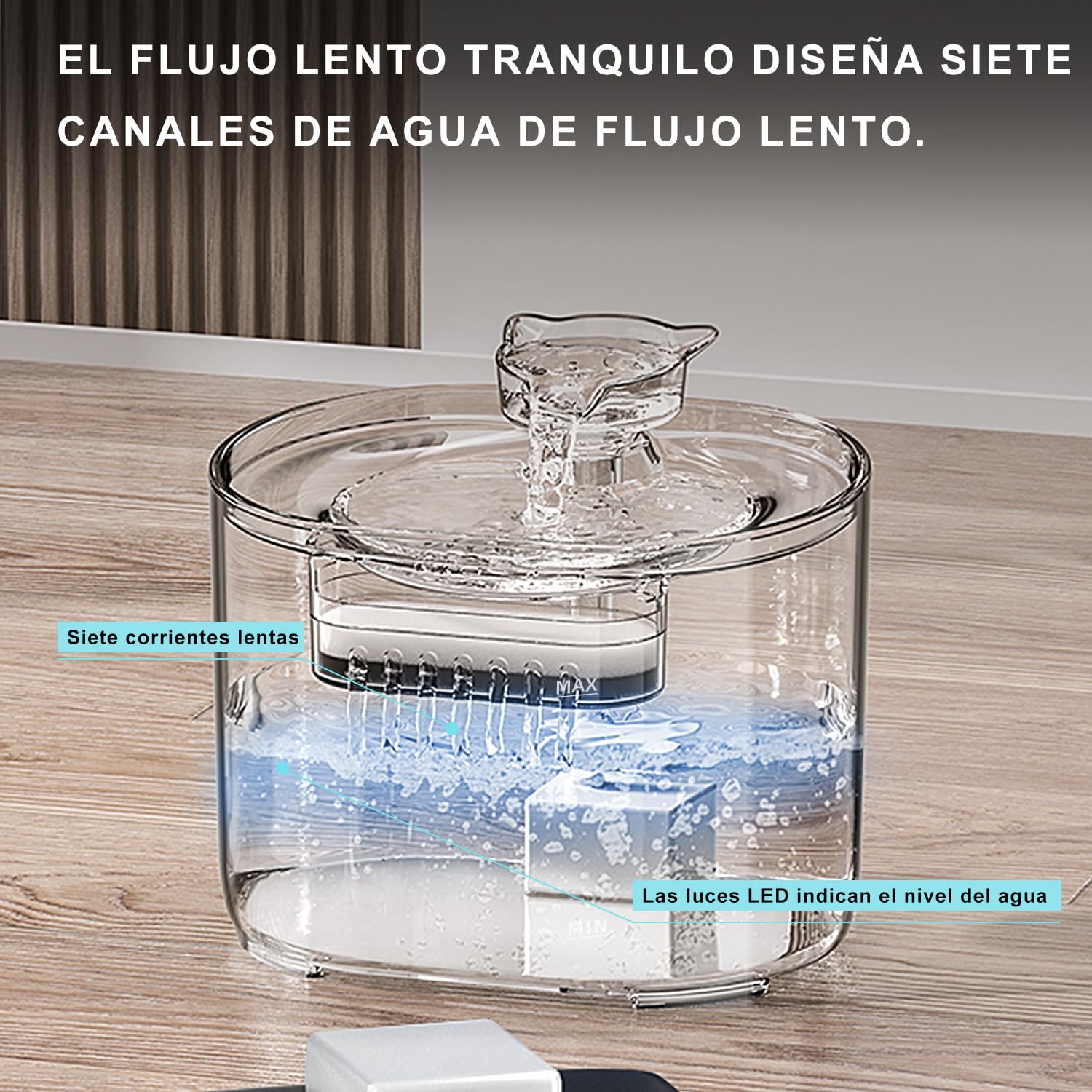 ICHIDO Bebedero para Gato con Luz LED, 74oz/2.2 L Fuente de Agua para Gatos, Fuente para Mascotas con Bomba Ultra Silenciosa, Dispensador con Filtros de Agua para Gatos, Perros y Mascotas, Sin BPA