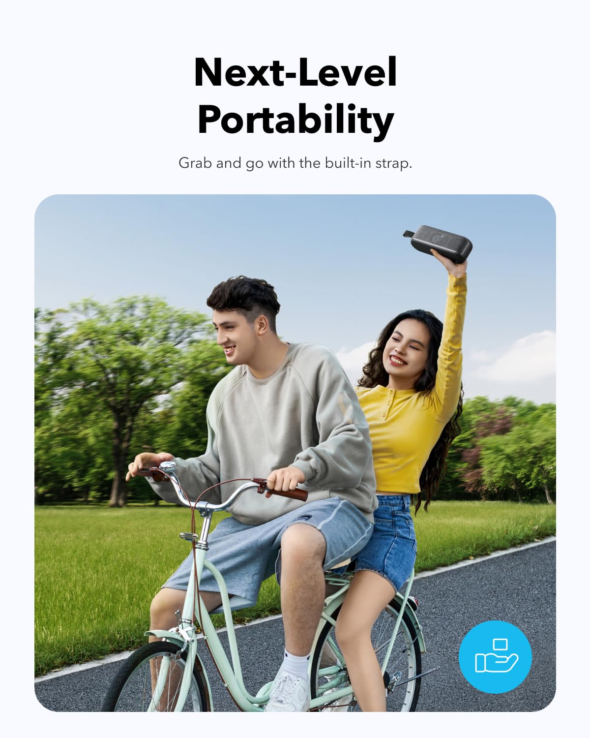 Soundcore by Anker Motion100 Bocinas Portátiles Bluetooth Hi-Res, Controladores de Rango Completo, Graves Impactantes, Ecualizador Personalizable, IPX7, Ideal para Exteriores