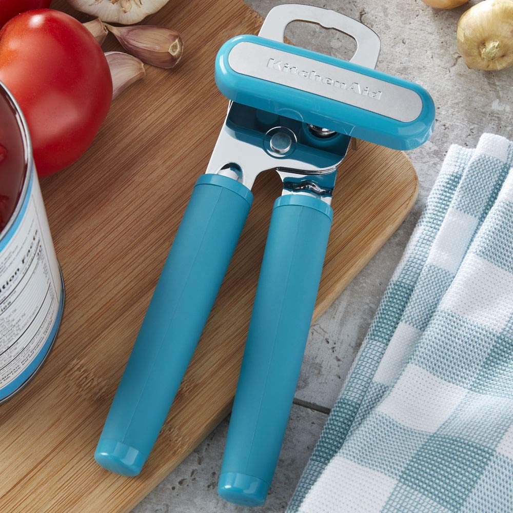 KitchenAid - Abrelatas y abrebotellas multifunción clásico fácil de usar, rueda de corte de acero inoxidable afilada, asas ergonómicas suaves, Ocean Drive