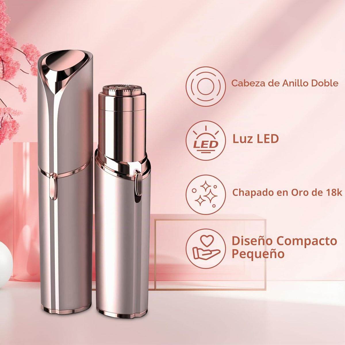 Removedor de vello facial para mujer, como se ve en la televisión, afeitadora facial indolora, dispositivo eléctrico de depilación para cara, labios, melocotón, pelusa con luz (blanco)
