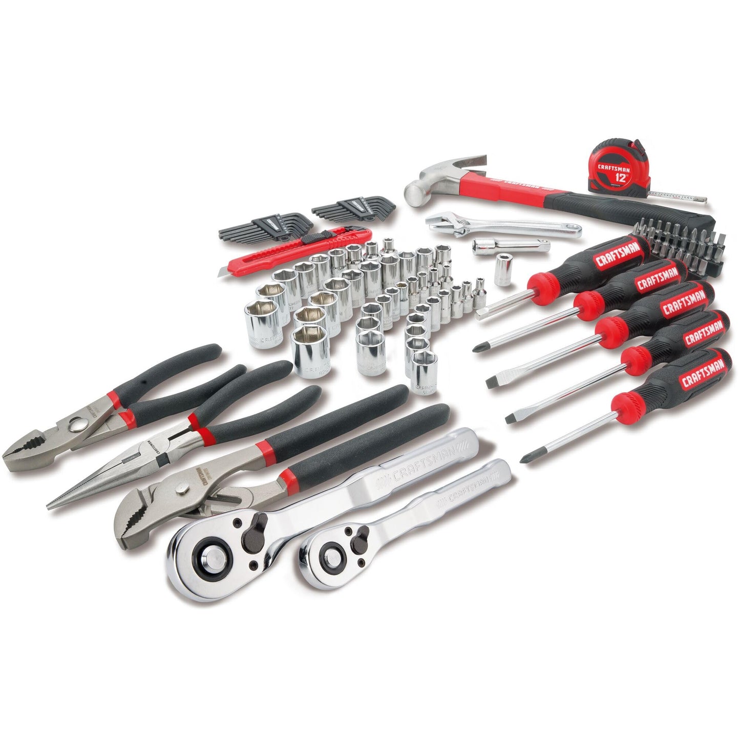 CRAFTSMAN - Kit de herramientas de 102 piezas para el hogar y el automóvil, juego de herramientas de mano duraderas con SAE/enchufes métricos (CMMT99449)