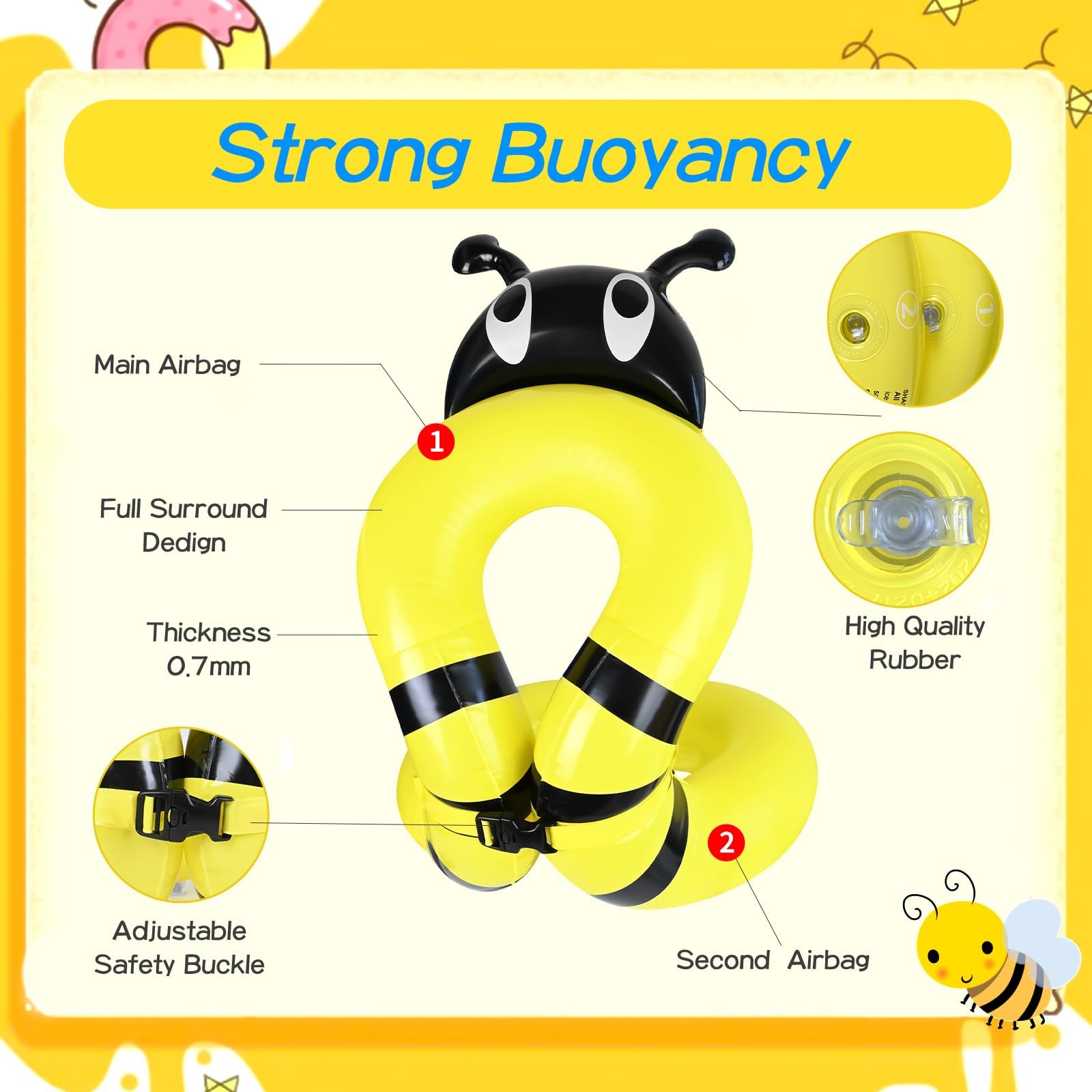Hyfoo - Flotadores para niños y niñas de 3 a 6 años de edad, chaleco de natación inflable para niños, piscina de playa, aprender a nadar flotante, para peso de 33 a 50 libras