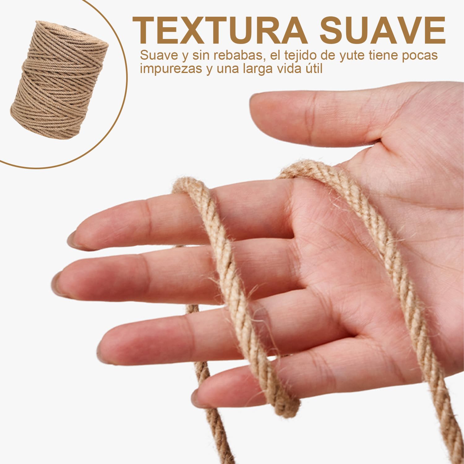 AEVIORA Cuerda de Sisal Natural para Gato Rascar, Cuerda de Yute Natural de 5MM*100M de Grosor para Postes de Arañazos, Duradero y No Suelto, Adecuado para Reparación y Reemplazo de Árboles de Gatos