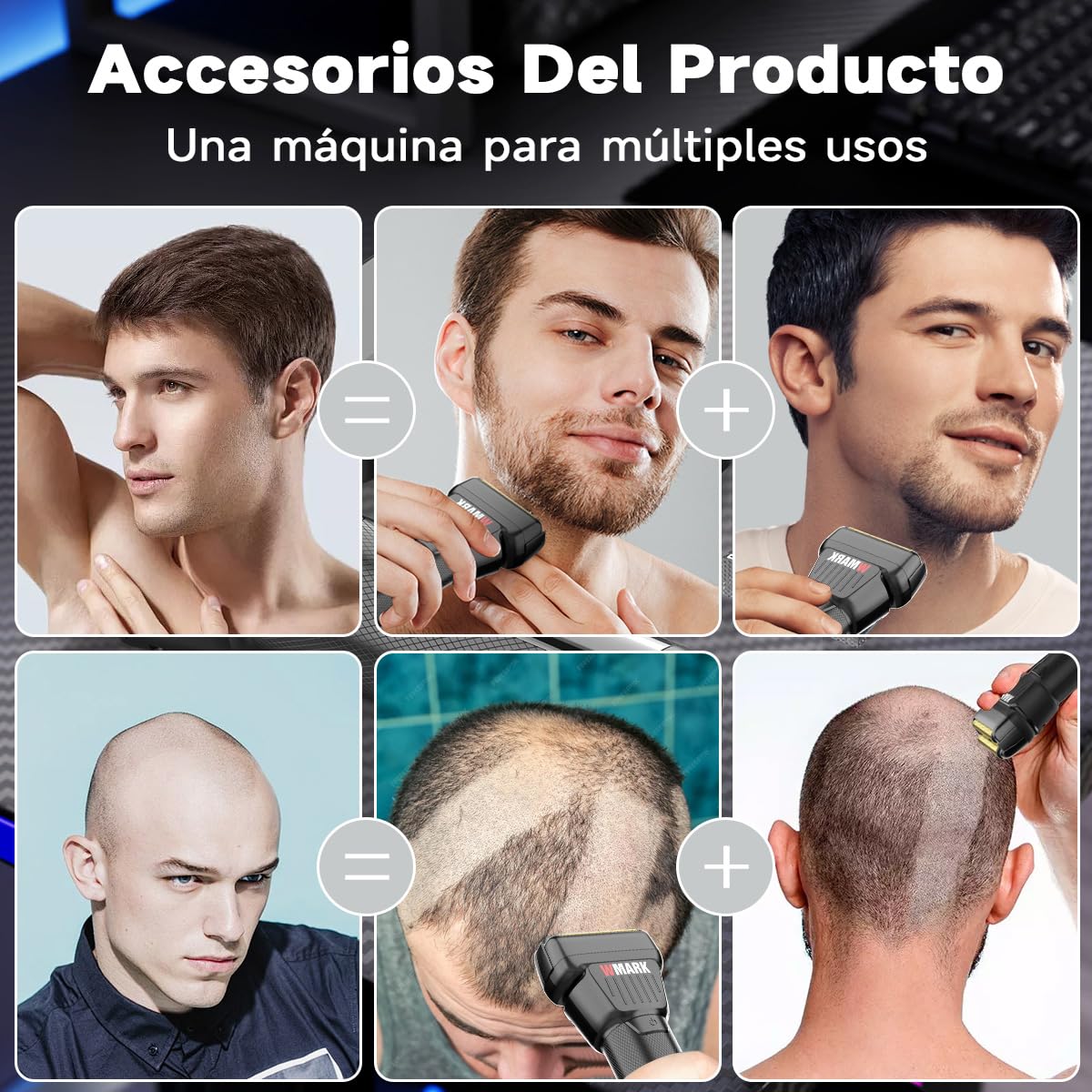 WMARK Afeitadora eléctrica para hombre, 9000RPM Maquina De Afeitar Inalámbrica, (recargable, húmeda y seca), Máquina de afeitar