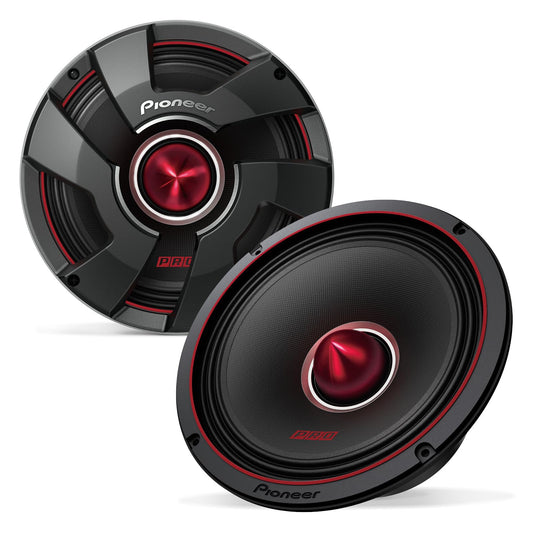 Altavoces de Coche Pioneer TS-M801PRO Negro Rango Completo de 8 Pulgadas con Sonido Claro y Graves Mejorados
