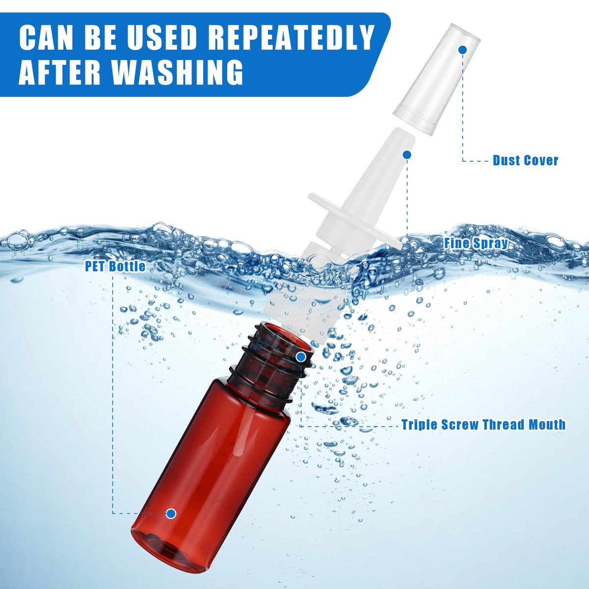 Artibest - 10 botellas vacías nasales de cristal ámbar, pulverizadores de niebla finos, recipientes recargables para aceites esenciales, aromaterapia, perfume de 15 ml