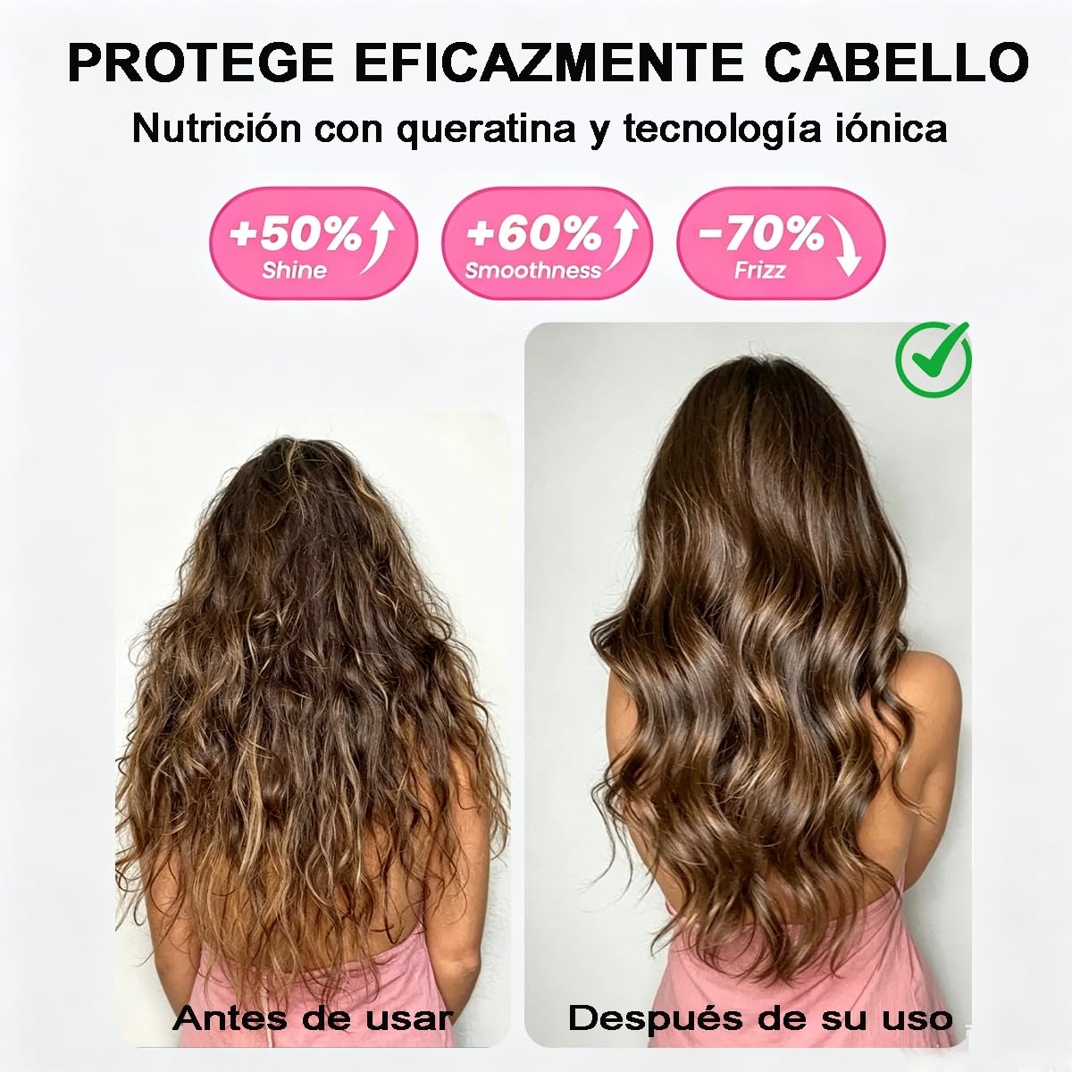 Cepillo Térmico Alisador y Rizador Cerámica Anti Frizz con Pantalla LED y Generador de Iones 2 en 1